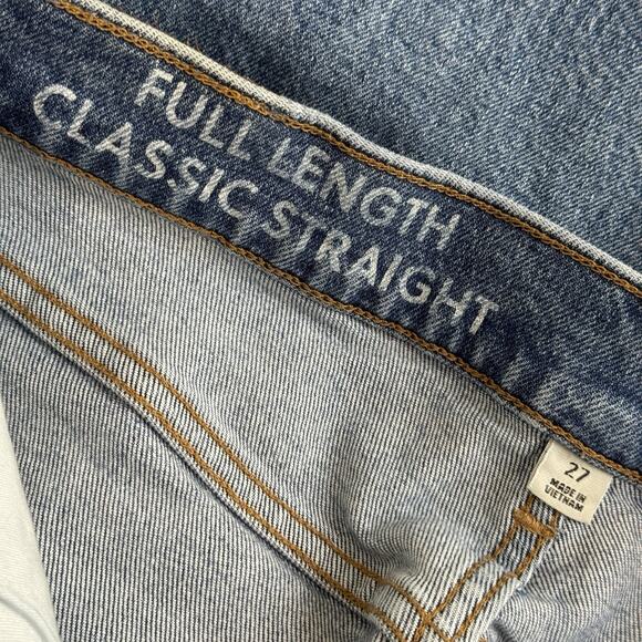 J. Crew Full Length Classic Straight Jeans Size 27 Blue High Rise Raw Hem - Picture 10 of 12